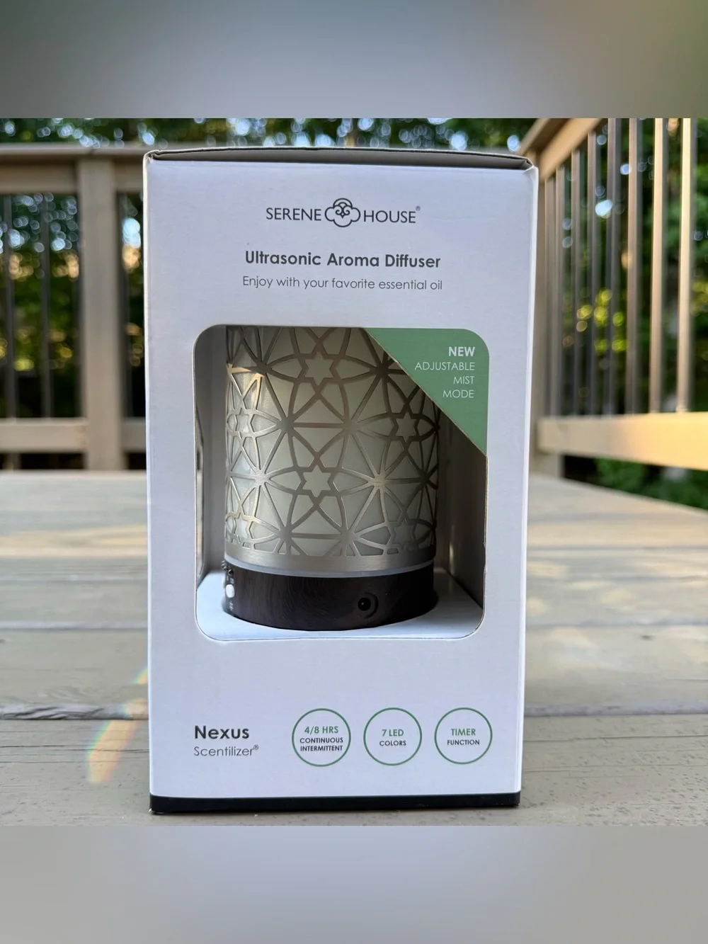 NIB Serene House Nexus Silver Metal Ultrasonic Aroma Diffuser w Adjustable Mist